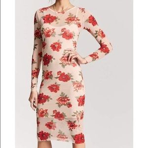 Long sleeve mesh midi dress